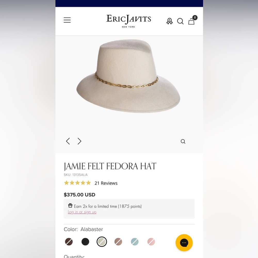 Eric Javits Jamie Felt Fedora Hat NWT - Alabaster